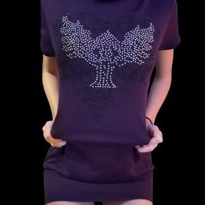Purple Y2K Turtle Neck Affliction Dress